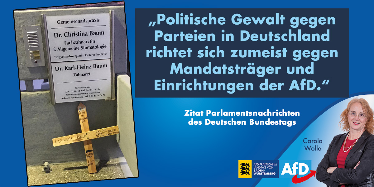 Nach Mord-Drohung gegen Dr. Christina Baum: endlich Fakten zur politischen Gewalt nennen!
