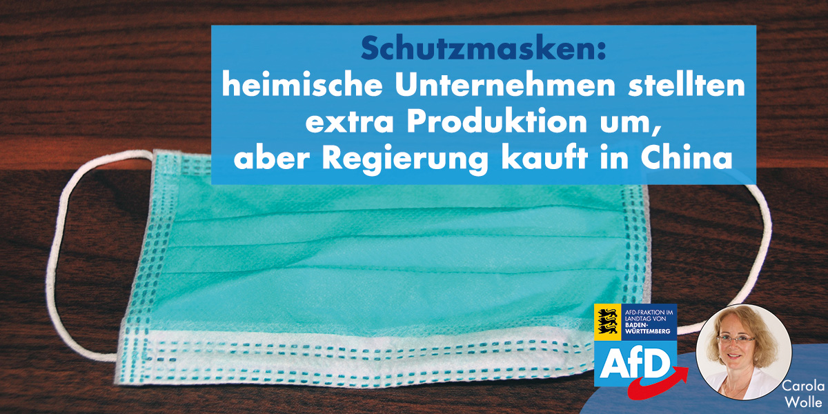 Regierung bestellt Atemschutzmasken in China statt bei heimischen Unternehmen