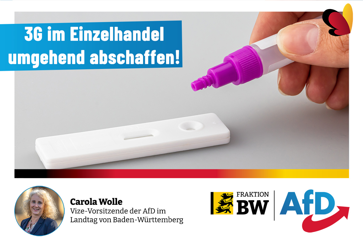 Carola Wolle: 3G im Einzelhandel umgehend abschaffen