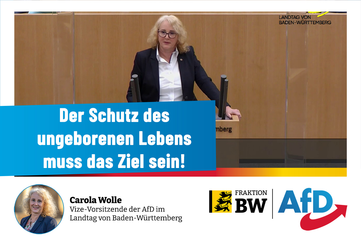 Plenarrede Carola Wolle: Schutz des ungeborenen Lebens muss Ziel sein!