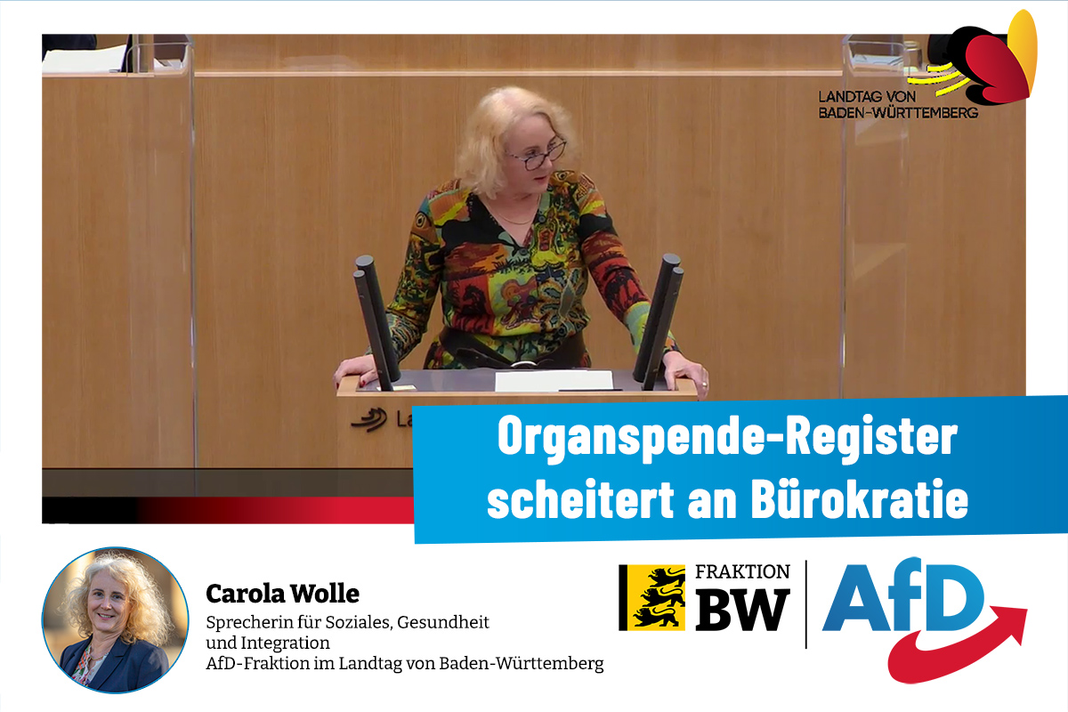 Plenarrede Carola Wolle: Organspende-Register scheitert an Bürokratie