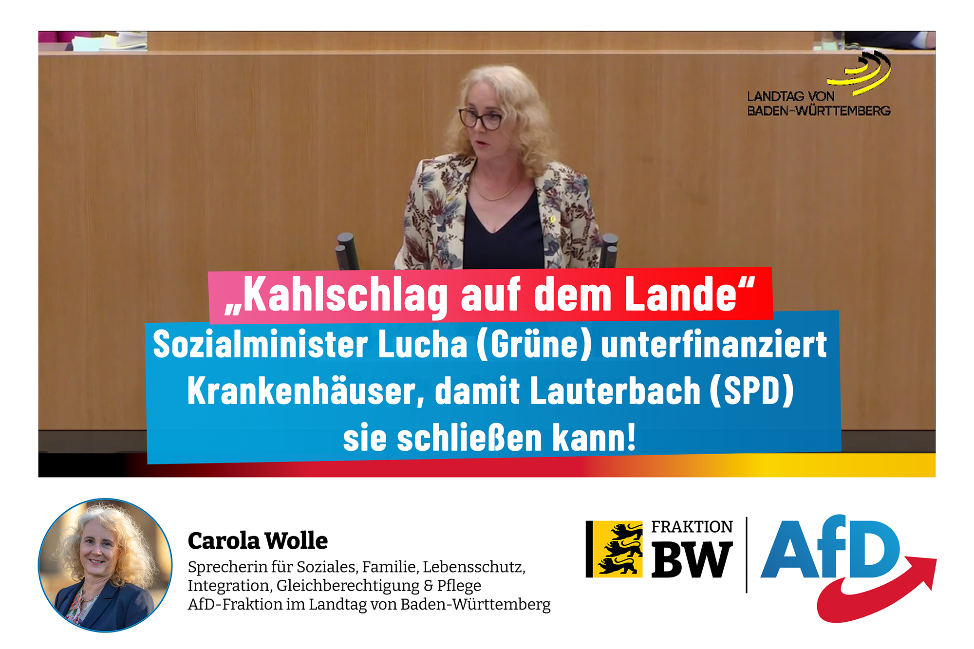 Plenarrede Carola Wolle: stationäre Gesundheitsversorgung ist zum Sanierungsfall verkommen!