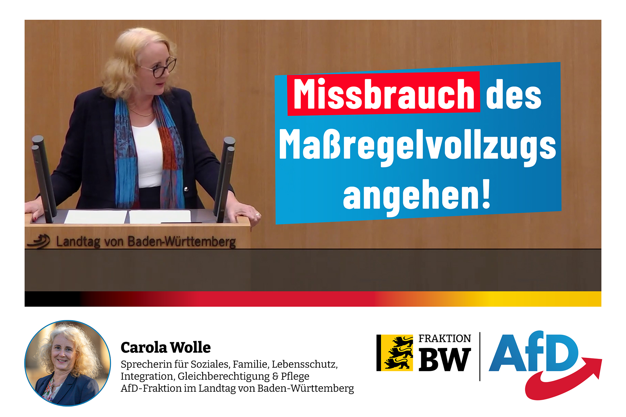 Carola Wolle: Stärken Sie den Mitarbeitern im Maßregelvollzug den Rücken!